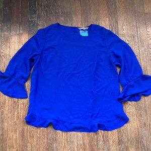 5/25 Women's Blue Ruffle Sleeve Top